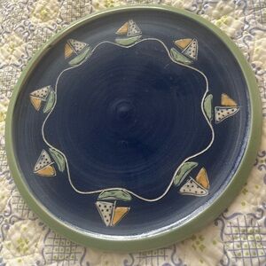 Sailboat pottery plate blue and green with sailboats super cute